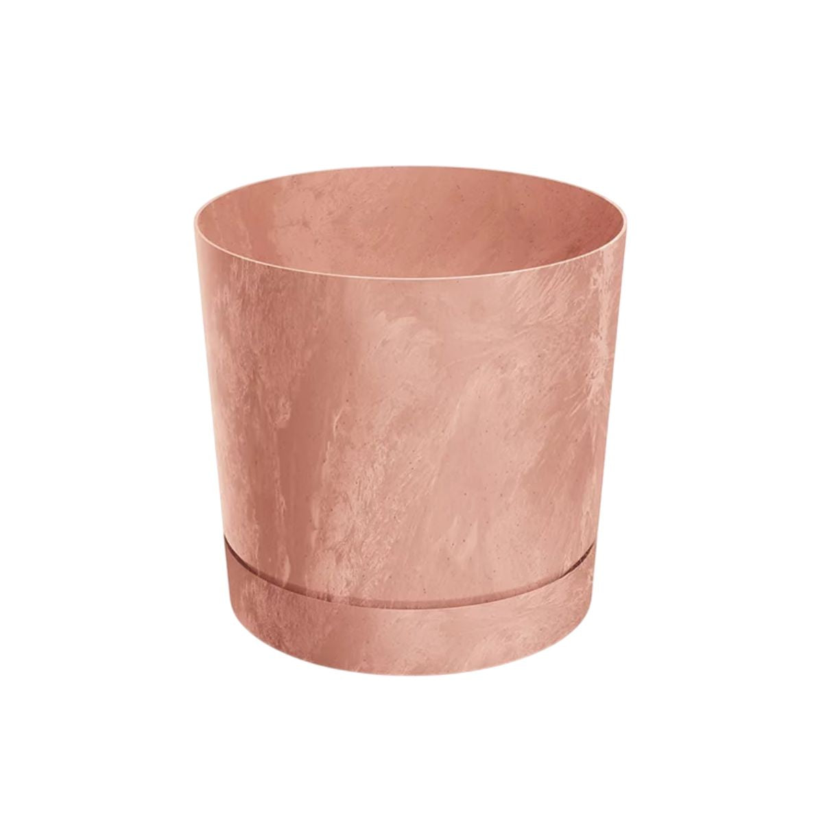 Vaso de cimento puro com pires de terracota integrado D 24 x 23