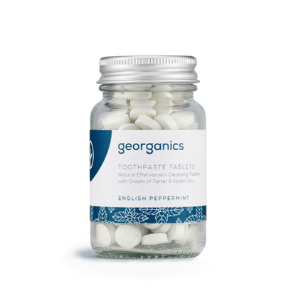 Comprimidos de pasta de dentes com sabor a menta natural da Georganics, 120 comprimidos