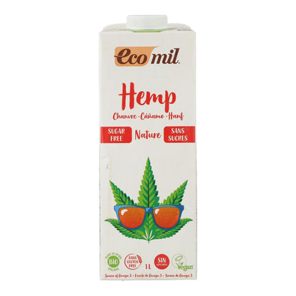 Bebida biológica à base de cânhamo sem açúcar Ecomil 1L
