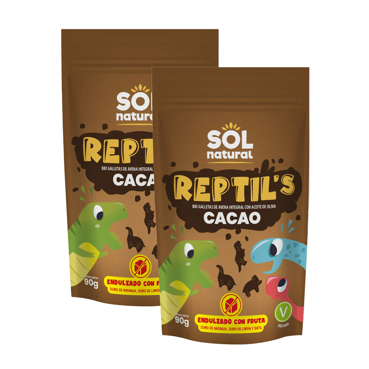 Embalagem de 2 Bolachas Infantis de Aveia, Fruta e Cacau Sol Natural Bio 90 g
