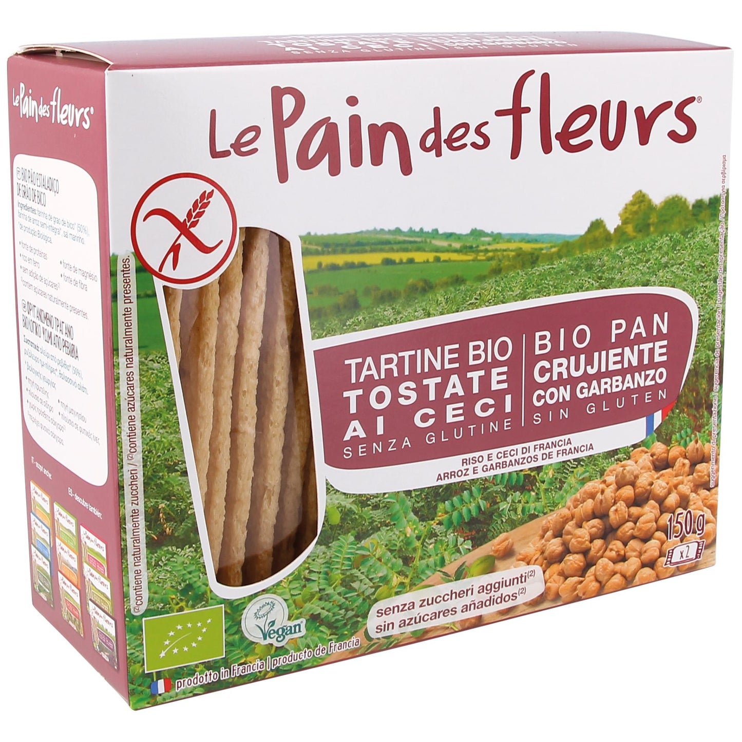 Tosta Crocante Biscoitos de Grão de Bico Biológicos Sem Glúten Le pain de fleurs 150 g