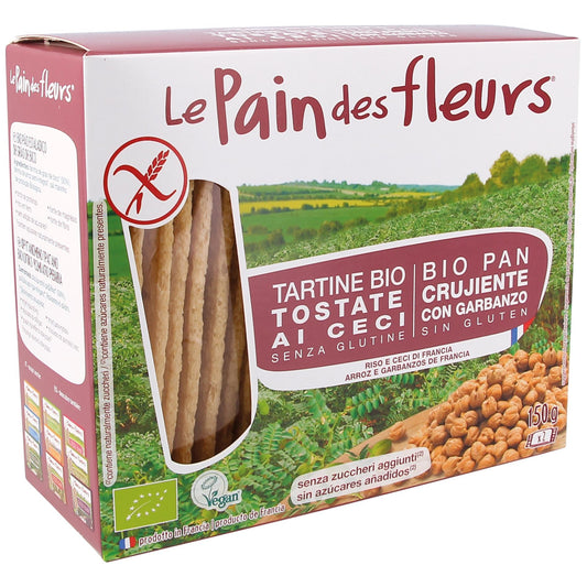 Tosta Crocante Biscoitos de Grão de Bico Biológicos Sem Glúten Le pain de fleurs 150 g