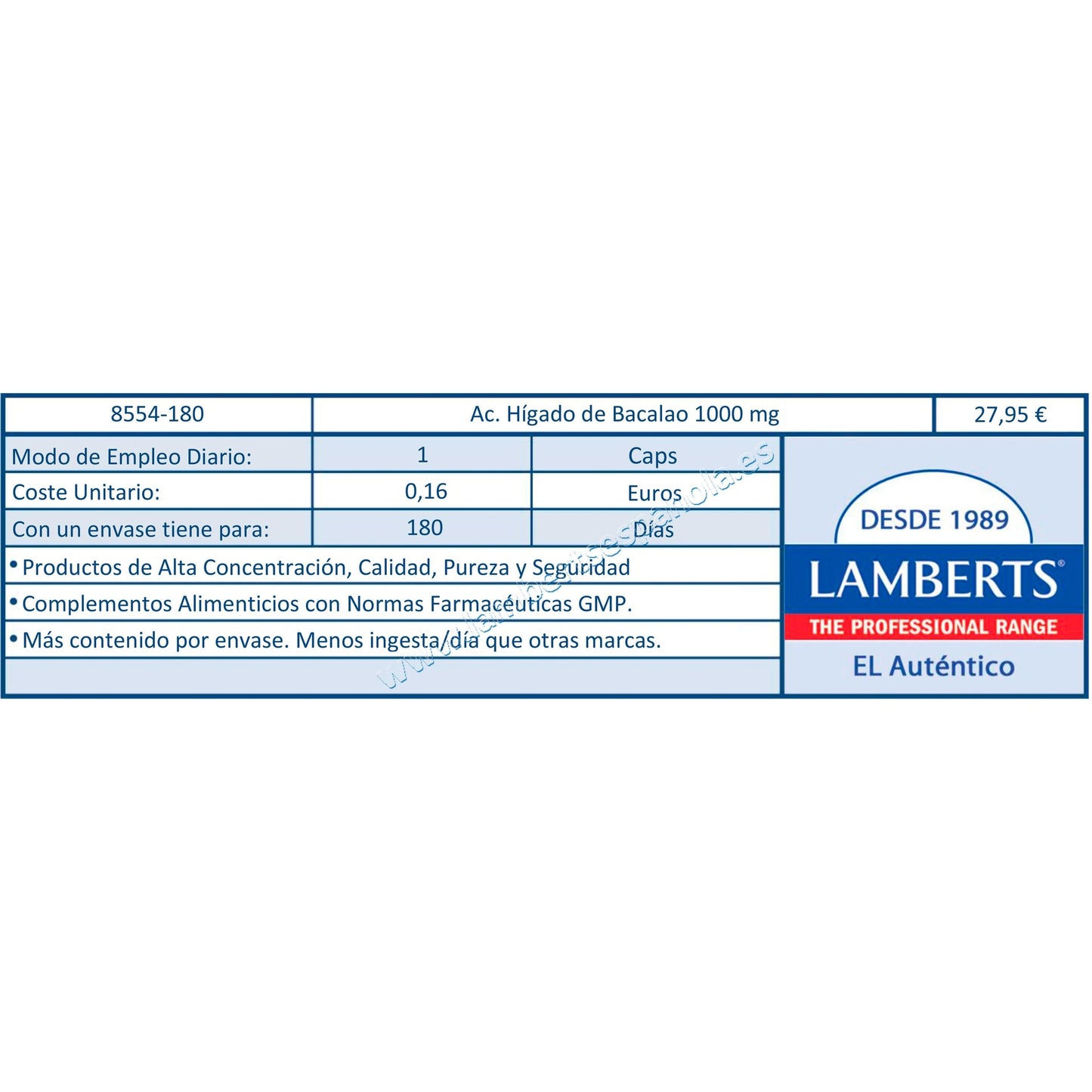 Óleo de fígado de bacalhau Lamberts 180 cápsulas