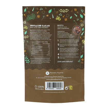 Pepitas de Chocolate 100% Cacau Biológico da Planeta Huerto 200 g