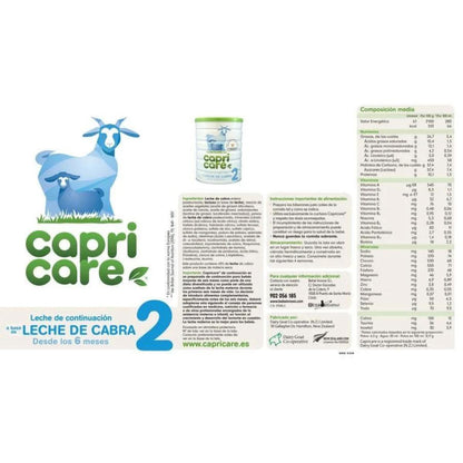 Fórmula de leite de cabra, leite de continuação 2 Capricare 800 gr