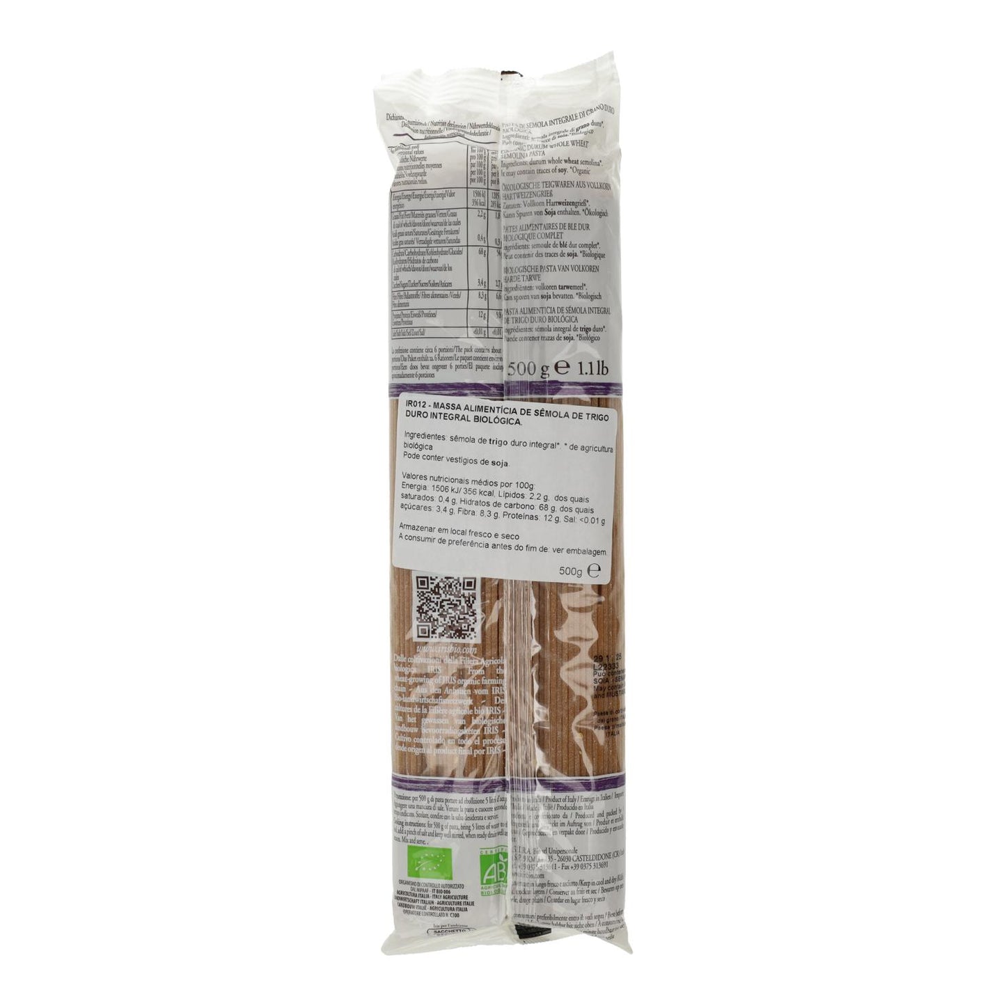 Esparguete Integral Biológico Iris 500 g