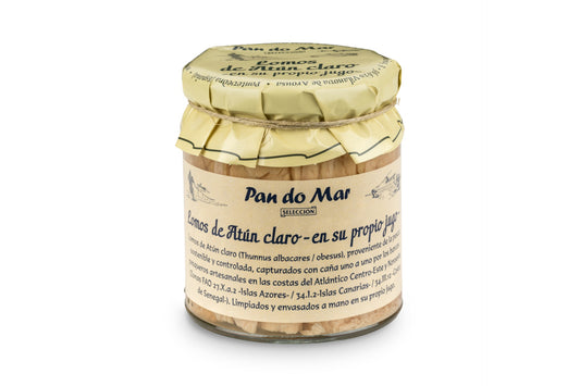 Lomos de Atún Claro en su propio jugo en Vidrio Pan do Mar 220g