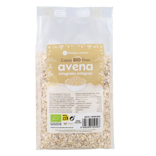 Flocos de Aveia Integrais Finos ECO Planeta Huerto 500 g