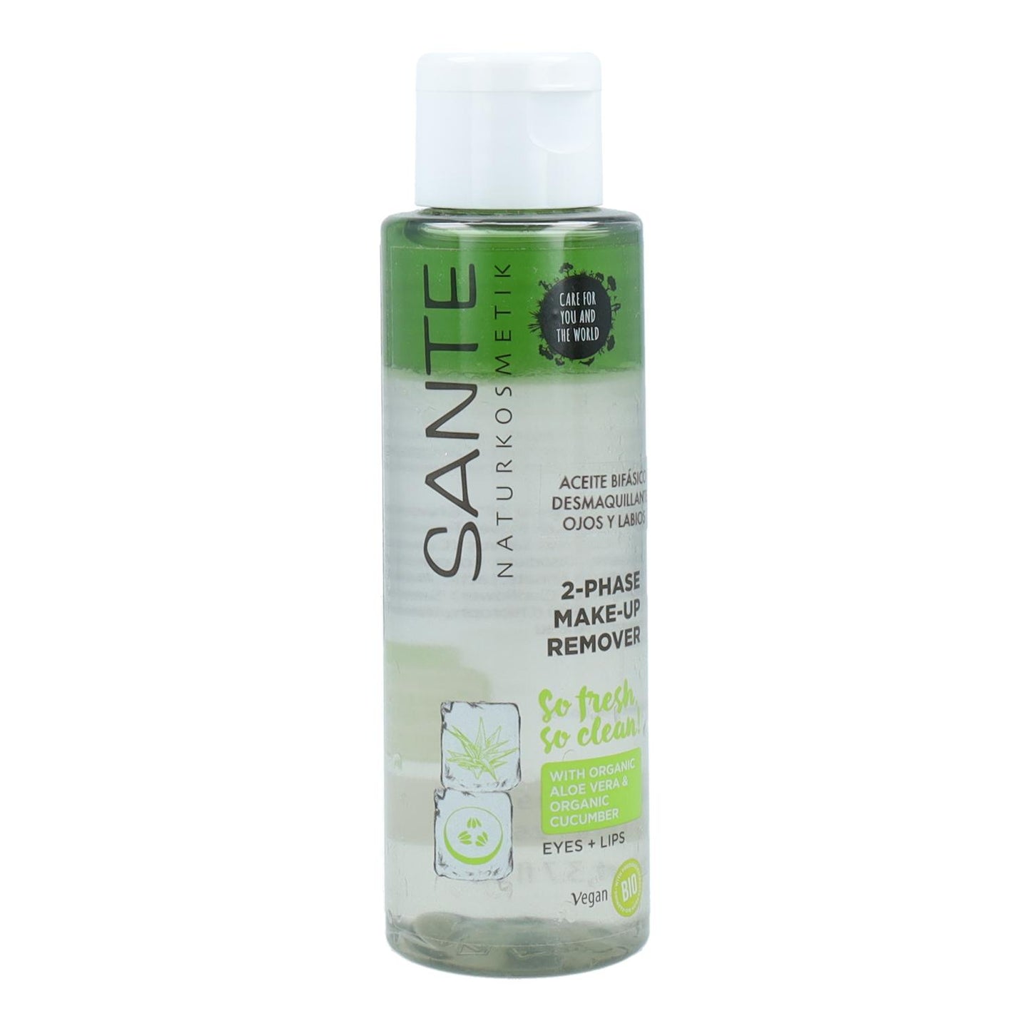 Óleo desmaquilhante bifásico para olhos e lábios Sante 110 ml