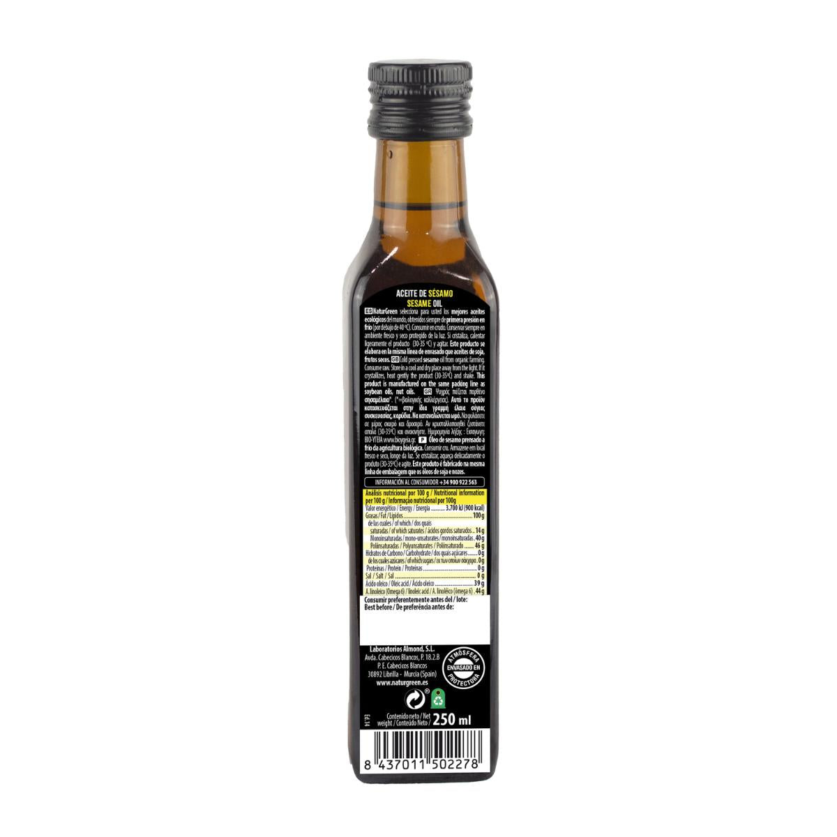 Óleo de Sésamo Biológico NaturGreen. 250 ml