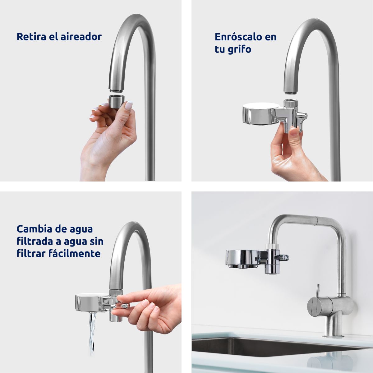 Filtro de água compacto para torneira de água da torneira EcoPro Cromado