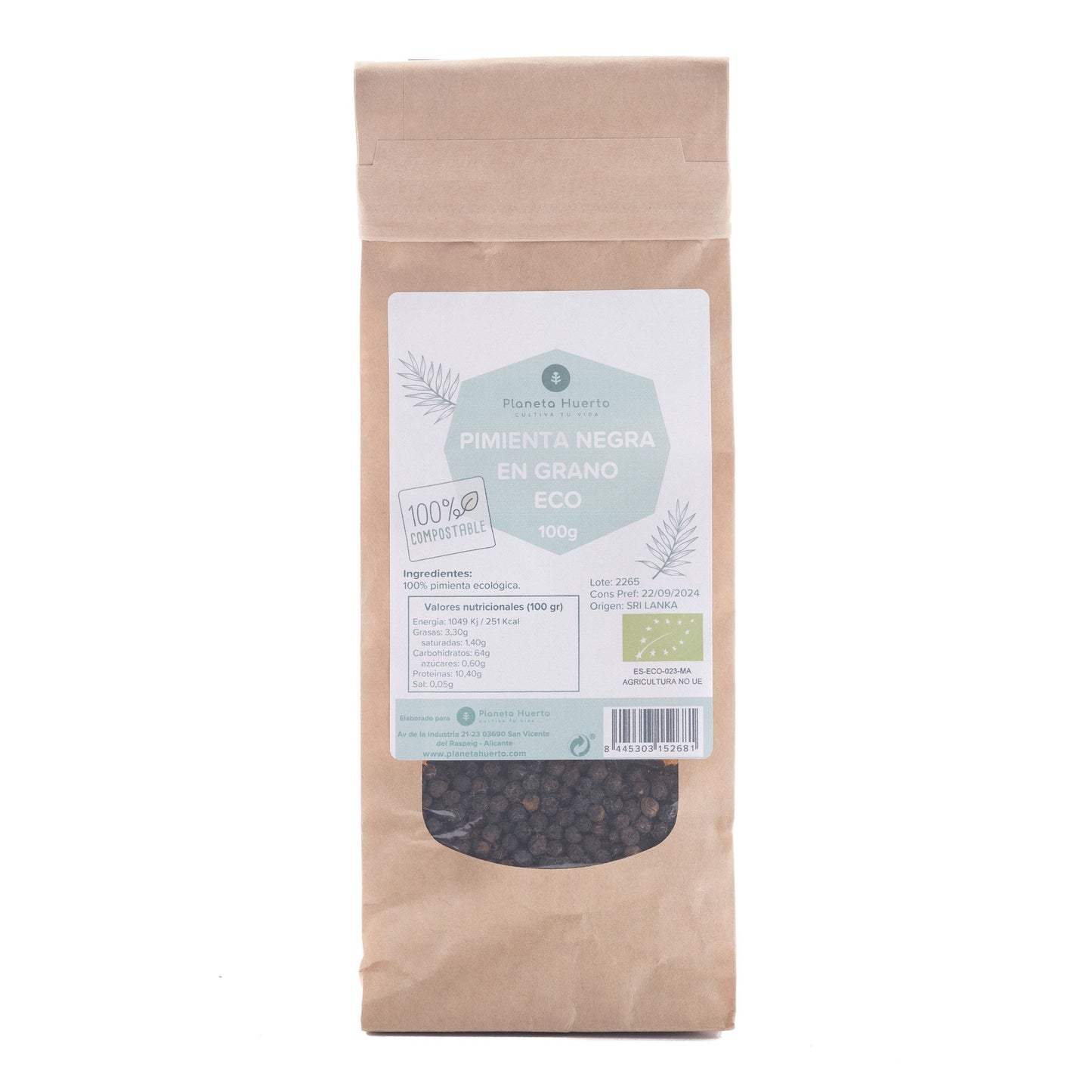 Pimenta preta biológica Planeta Huerto 100 g