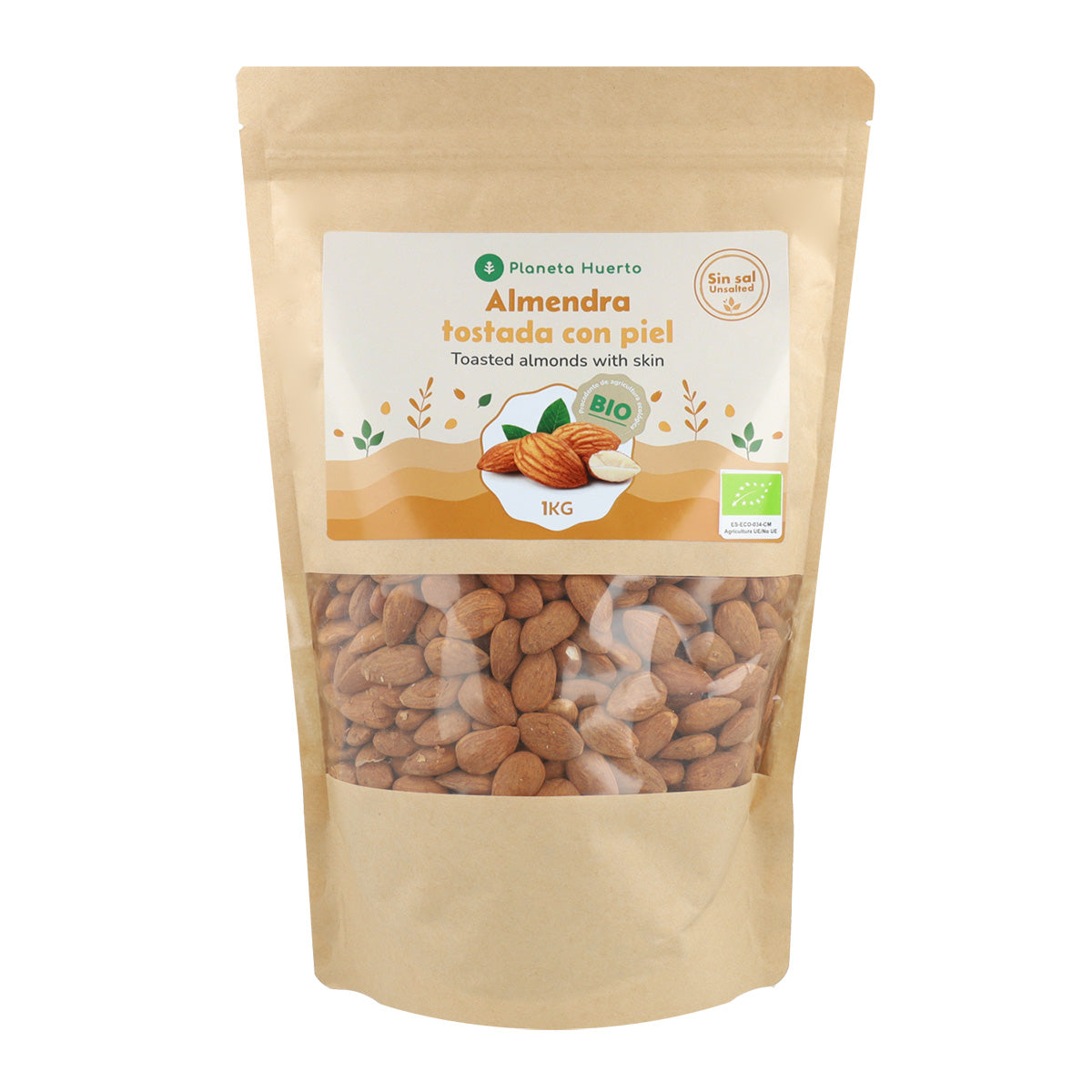 Amêndoas torradas biológicas com pele Planeta Huerto 1 kg