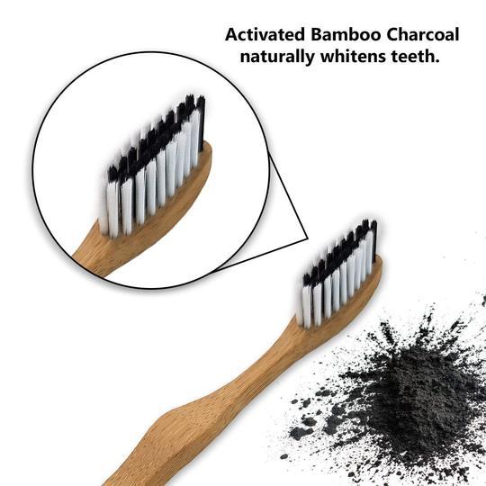 Pack de 4 escovas de dentes de bambu com carvão ativado Bambaw