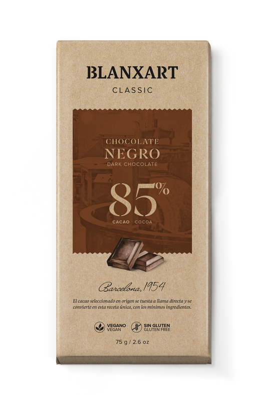 Chocolate Negro 85% Vegano Sin gluten Blanxart 75 g
