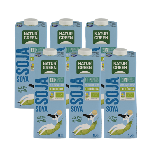 Pacote de Bebida de Soja Biológica com Xarope de Agave NaturGreen 6L