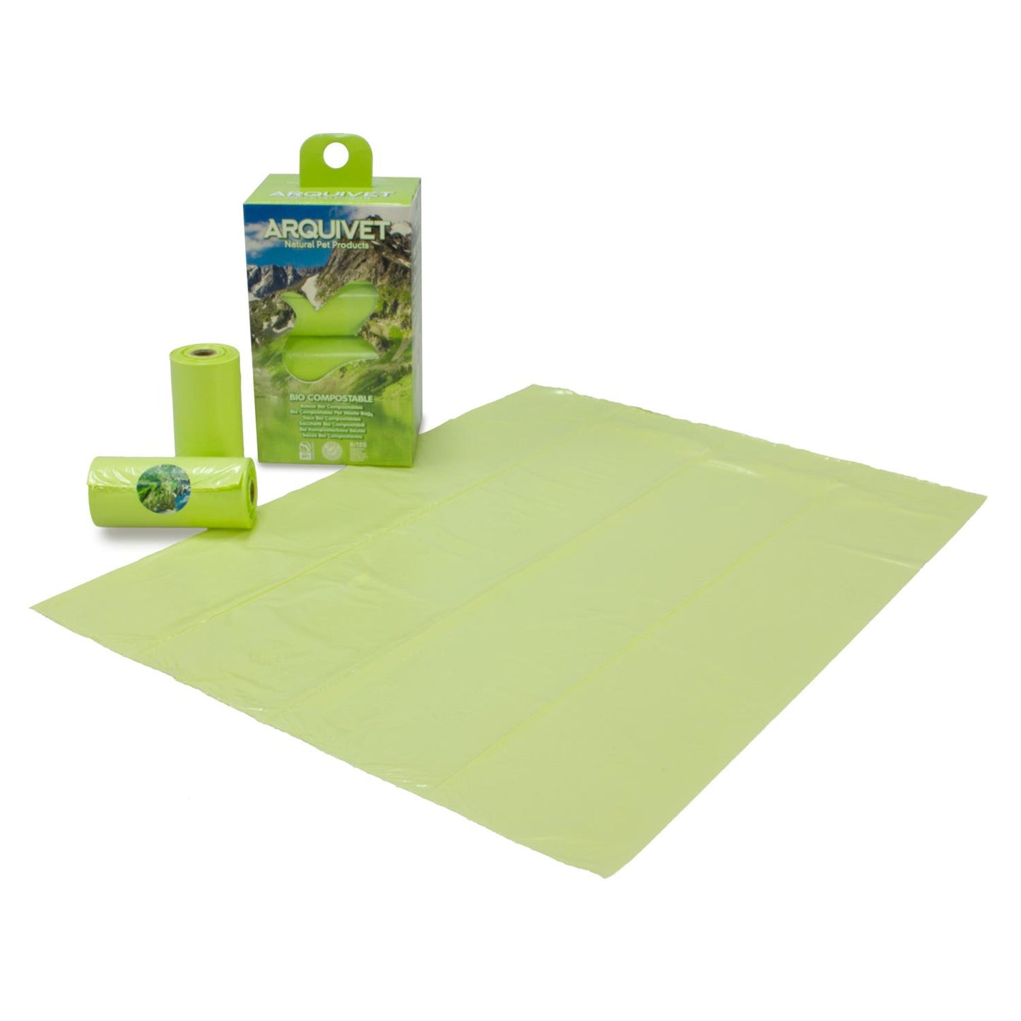 Sacos para excrementos compostáveis ​​Arquivet Bio 8 rolos x 15 sacos