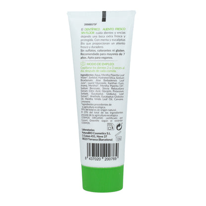 Pasta de dentes com hálito fresco e menta sem flúor HappyBio 75ml