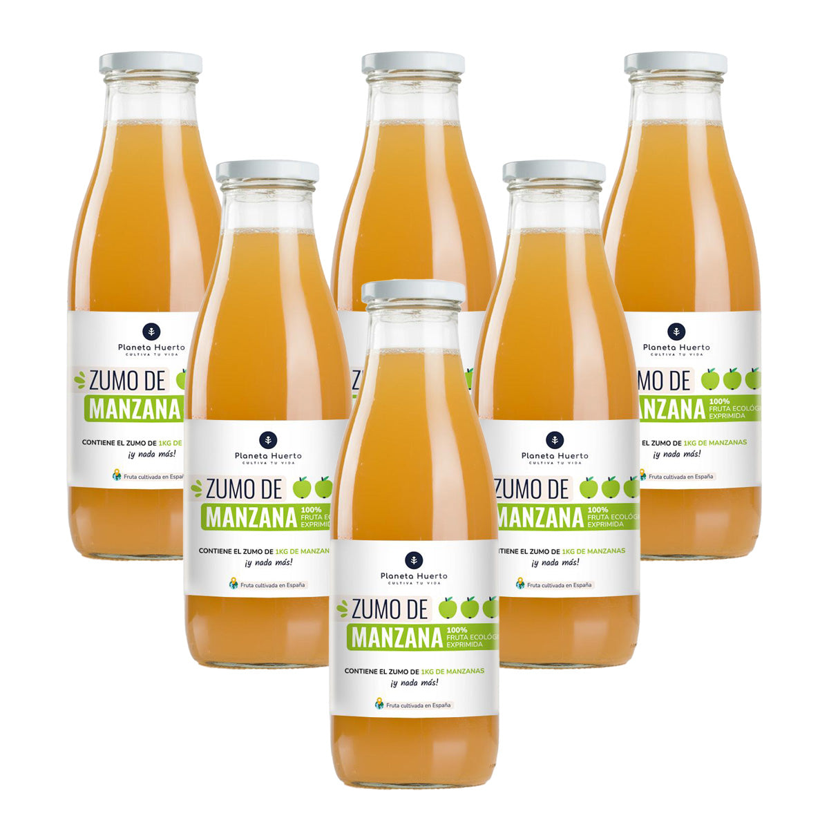 Pack 6x Zumo de Manzana 100% fruta exprimida Eco Planeta Huerto 750ml