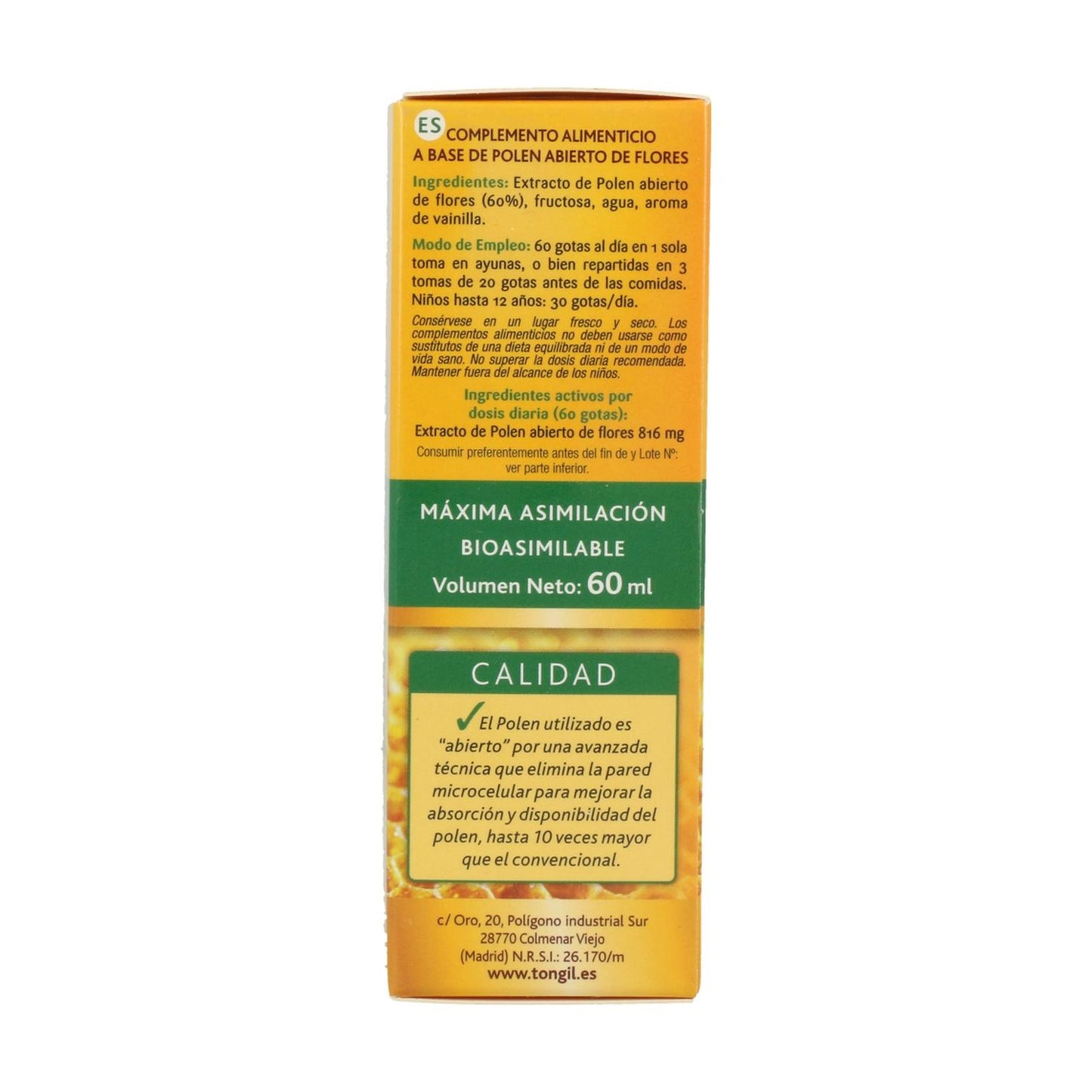 Pólen aberto Apicol Tongil 60 ml