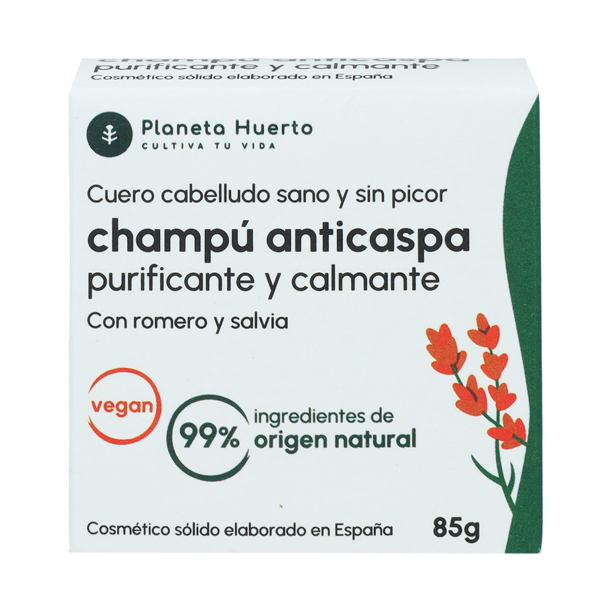 Champô Sólido Anticaspa com Alecrim e Salva Planeta Huerto 85 gr