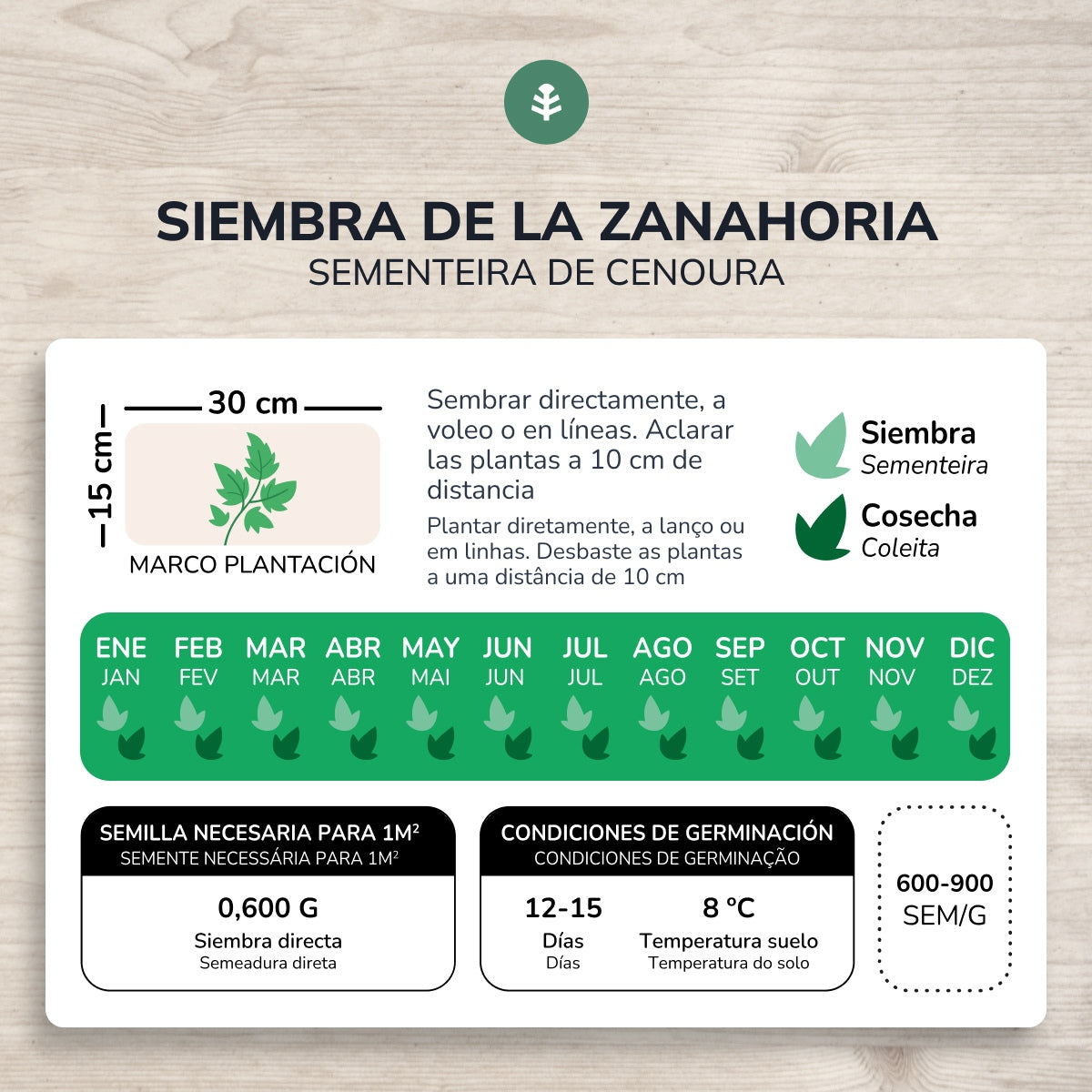 Sementes de cenoura biológicas Nantes da Planeta Huerto