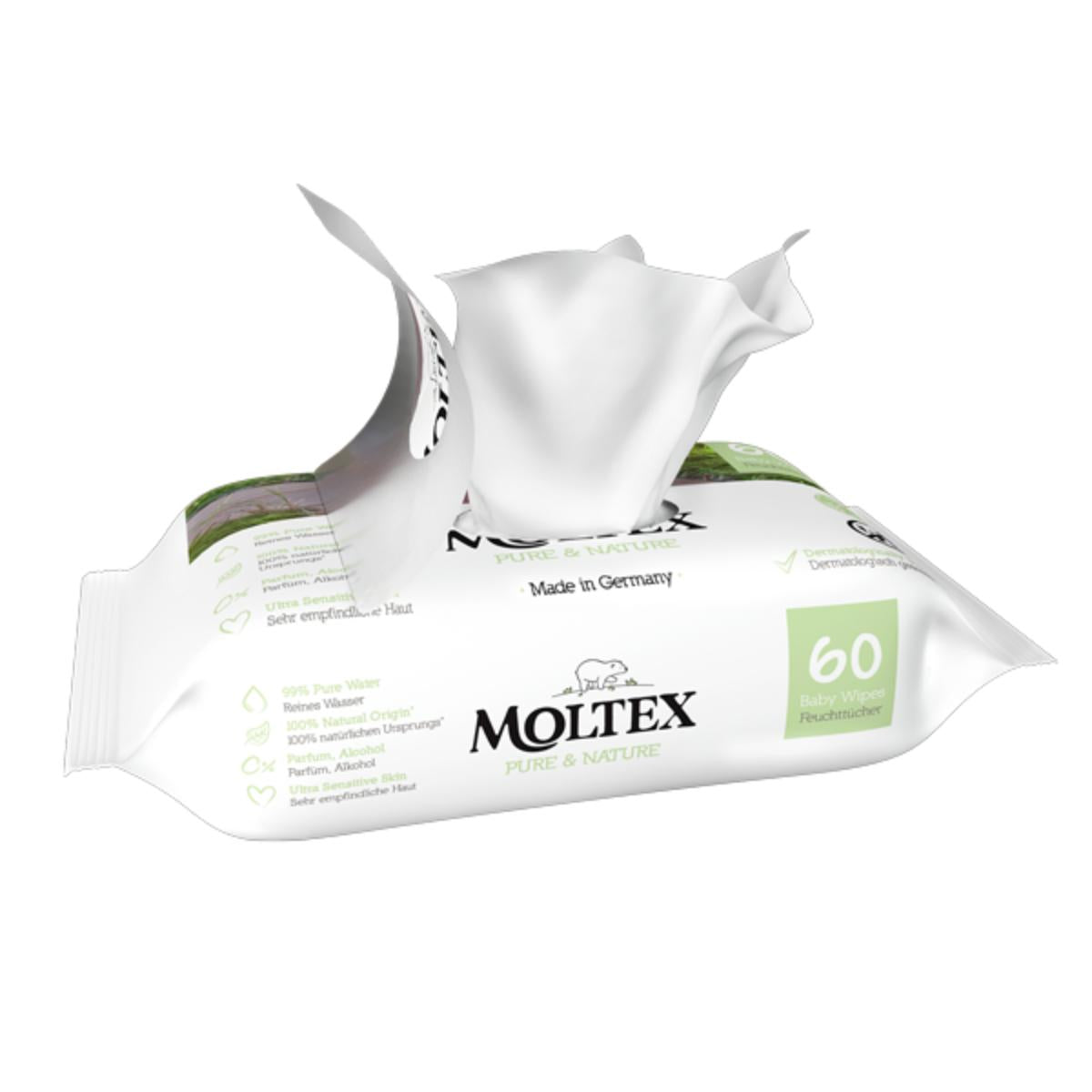 Toalhitas Húmidas Moltex Pure &amp; Nature 60 Unidades