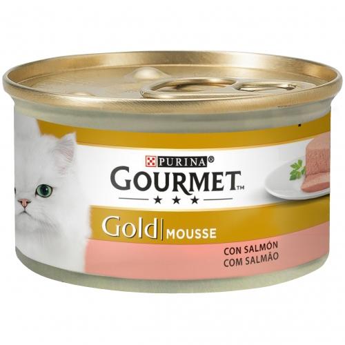 Embalagem 24 x GOURMET GOLD Mousse Comida húmida Salmão 85 g