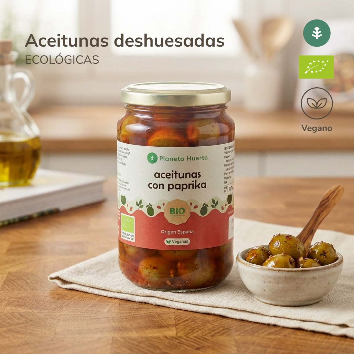 Azeitonas Verdes com Paprika Eco Planeta Huerto 390 g