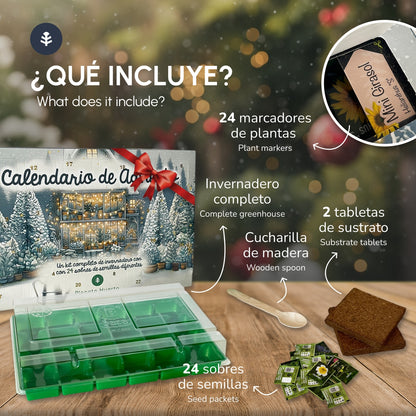 Calendário de Advento de Natal com sementes e mini estufa Planeta Huerto