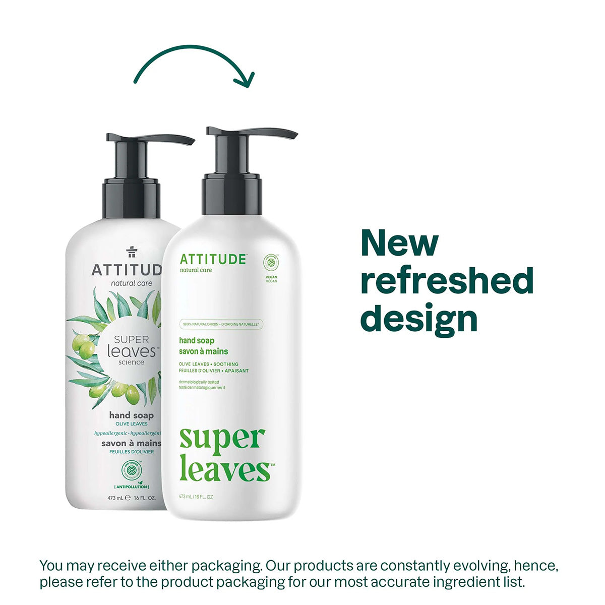 Sabonete Líquido para as Mãos Super Leaves Olive Leaves Attitude 473 ml