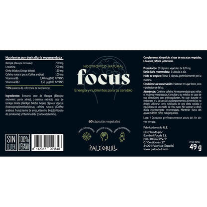 Focus Natural Nootropic Paleobull 60 Cápsulas
