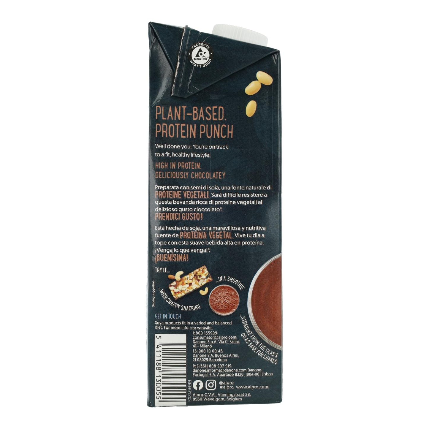 Bebida de soja com chocolate Alpro e proteína 1 litro
