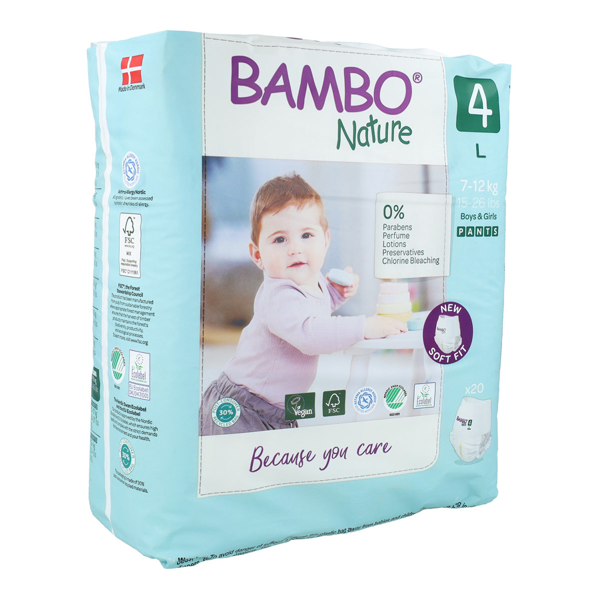 Pack poupança Calças T4 (7-12Kg) Fraldas Bambo 80 unidades