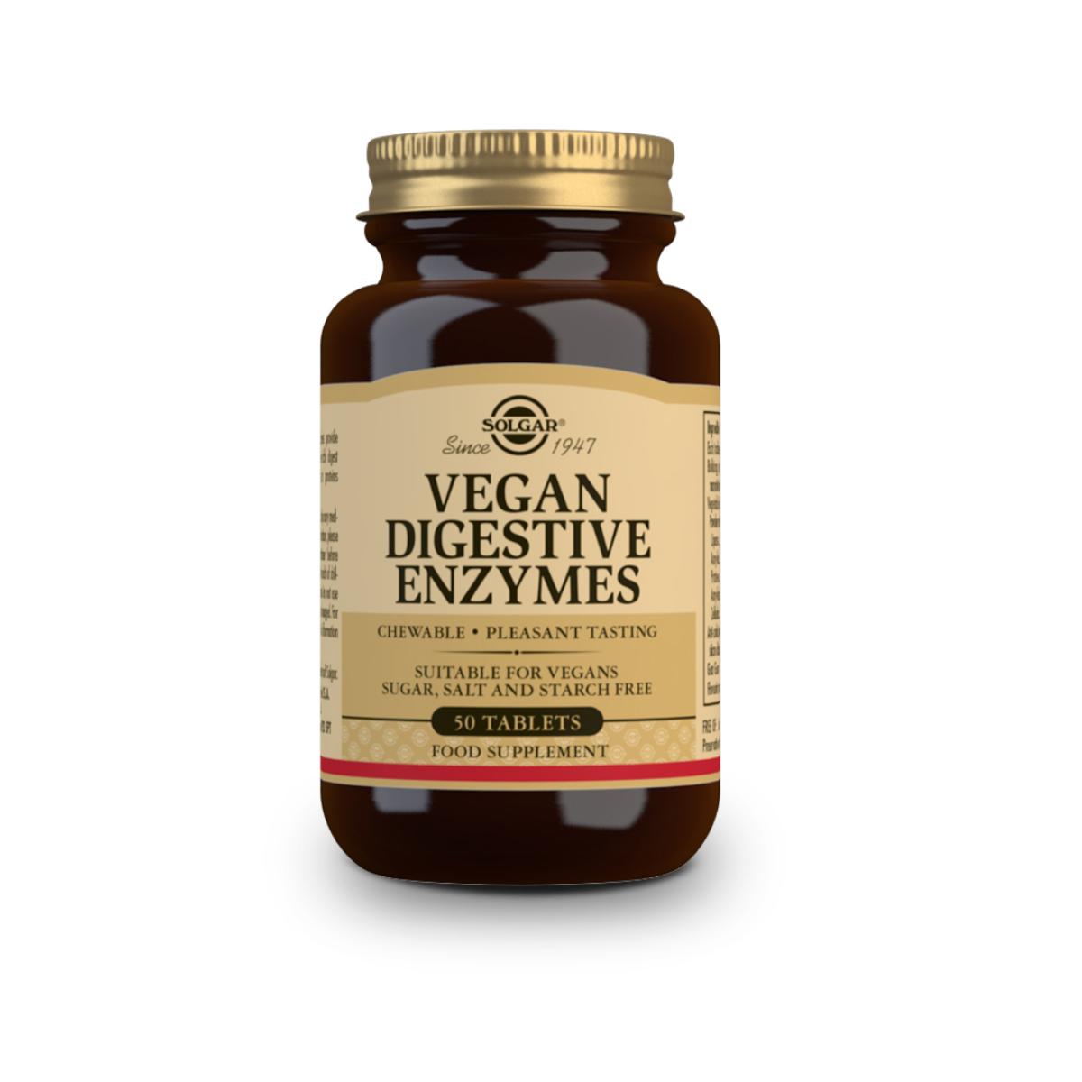 Enzimas Digestivas Vegan, 50 comprimidos mastigáveis