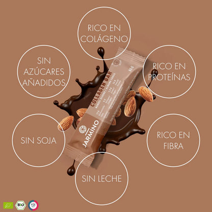 Barra de Colagénio e Proteína Jarmino de Amêndoa e Cacau Biológicos
