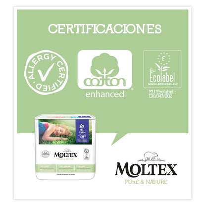 Fraldas Moltex Pure &amp; Nature T6 (17-28 kg), 35 unidades
