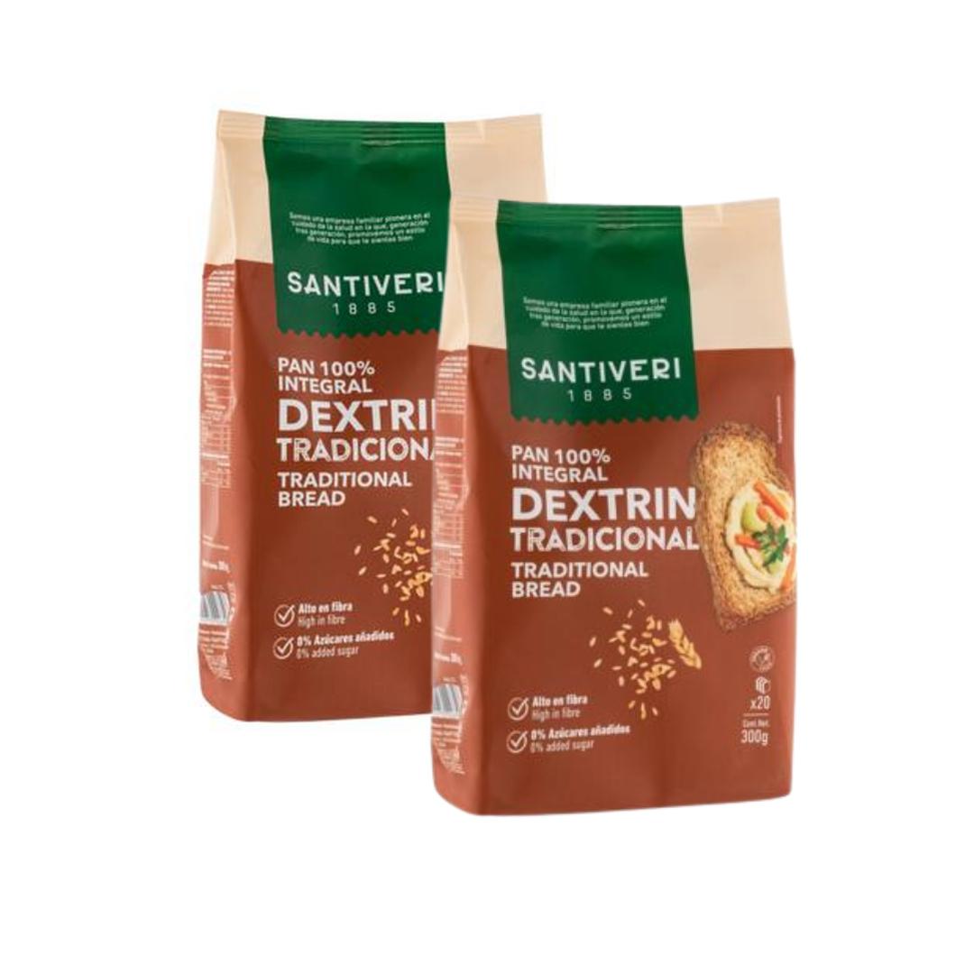 Embalagem com 2 pães tradicionais Santiveri Dextrin 300 g