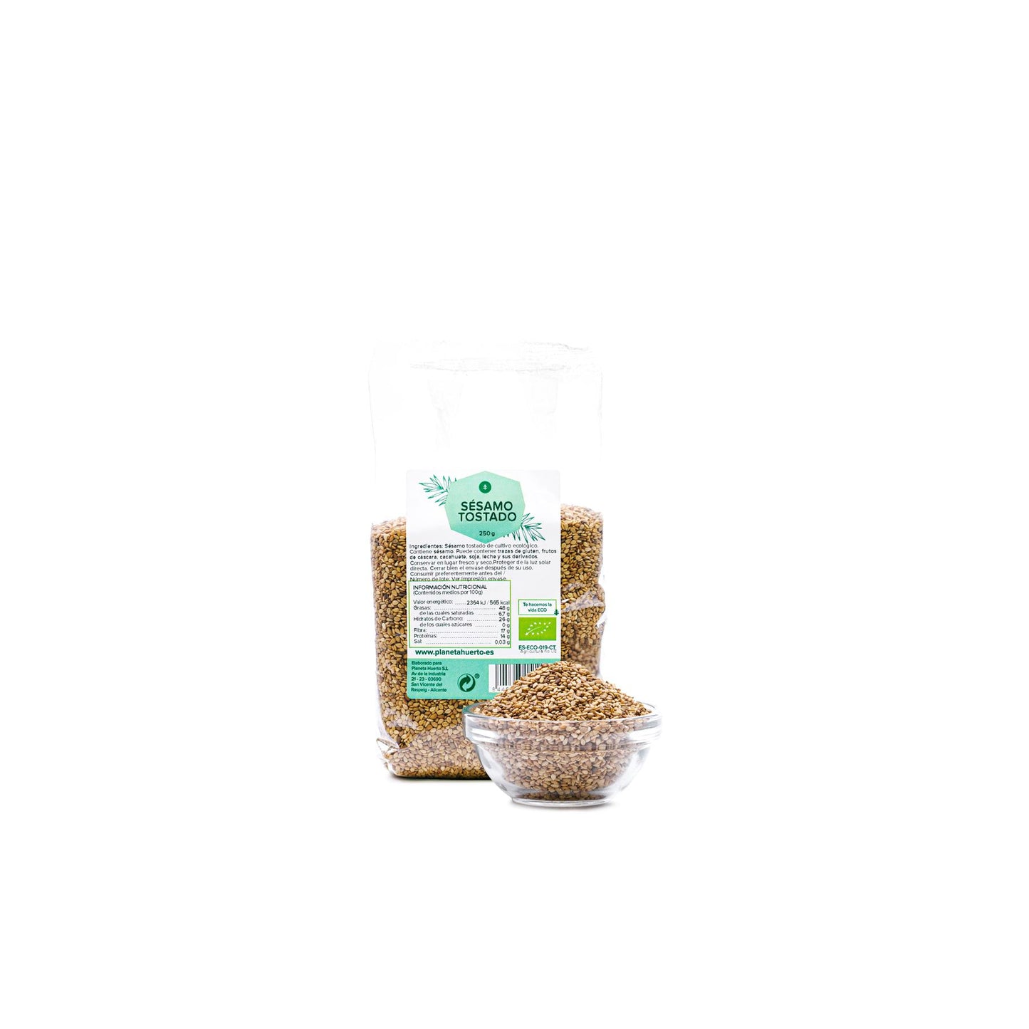 Sementes de sésamo inteiras torradas ECO Planeta Huerto 250 g