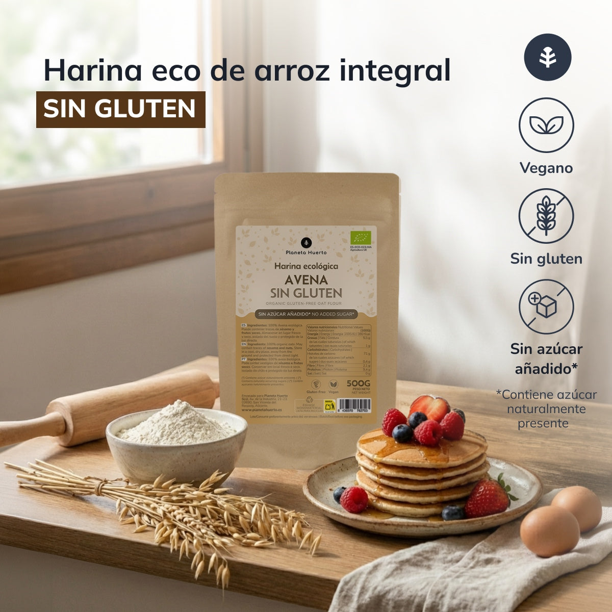 Farinha de Aveia Sem Glúten ECO Planeta Huerto 500 g