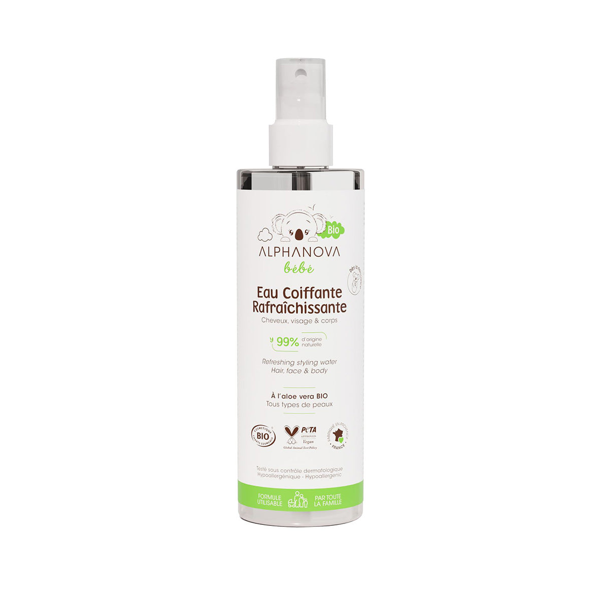 Água de pentear Alphanova Refrescante para Bebé BIO 200 ml.