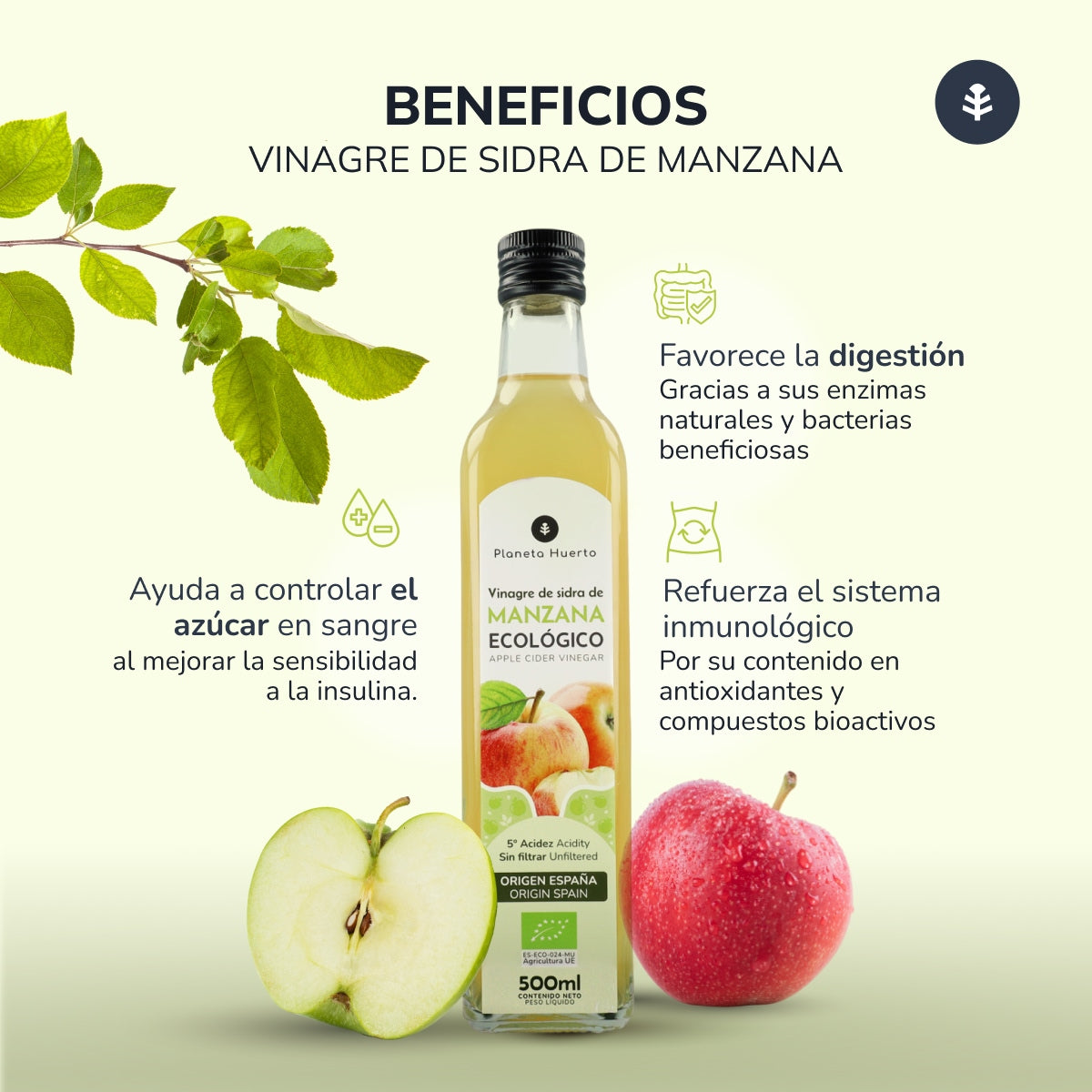 Vinagre de maçã não filtrado ECO Planeta Huerto 500 ml