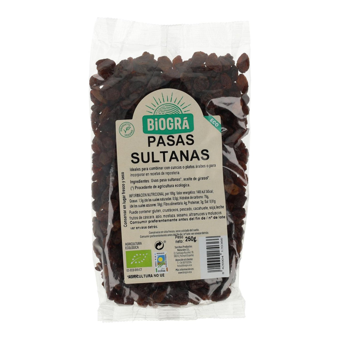Passas sem caroço Biogra 250 g