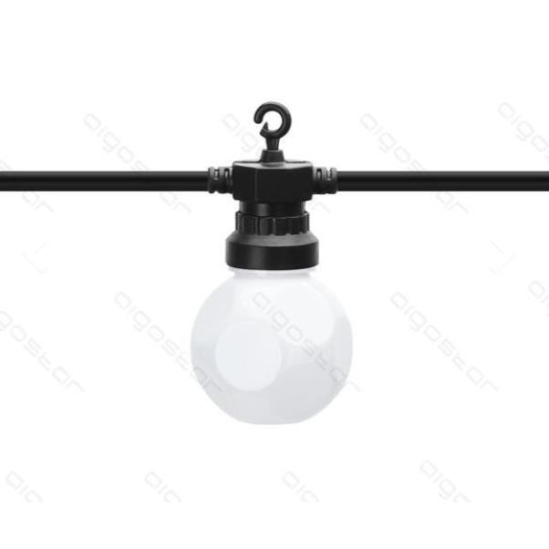 Grinalda LED 10 lâmpadas translúcidas branco quente 8M para interiores e exteriores