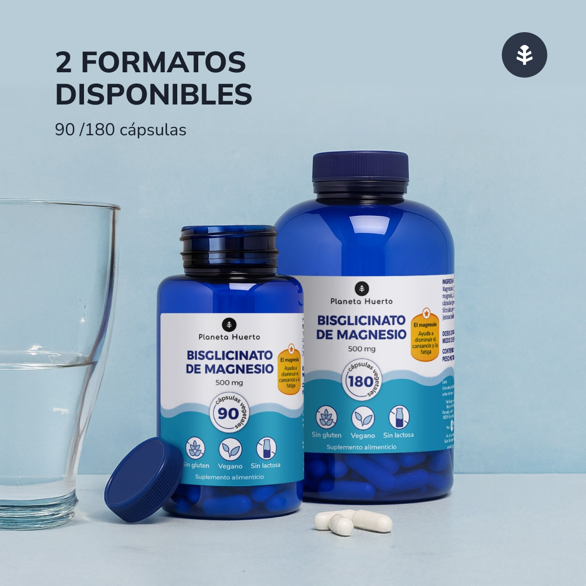 Bisglicinato de Magnésio 500 mg Planeta Huerto 180 cápsulas