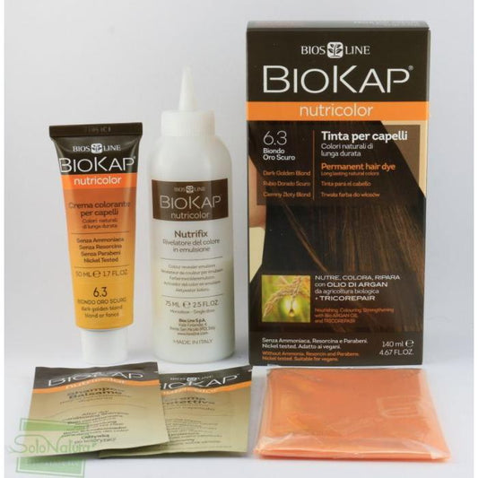 Tinta Louro Dourado Escuro 6.3 Biokap 140 ml 
