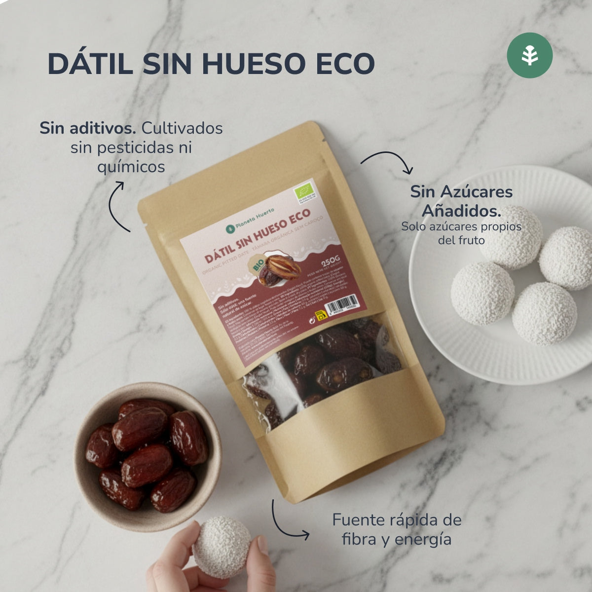 Tâmaras sem caroço biológicas Planeta Huerto 250 g