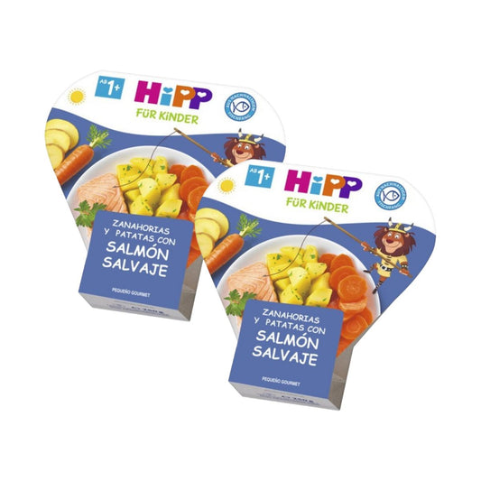 Embalagem x 2 Cenouras e batatas com salmão selvagem Bio HIPP 250 g 