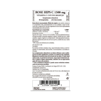 Vitamina C de Rosa Mosqueta com Rosa Mosqueta 1500 mg, 90 comprimidos