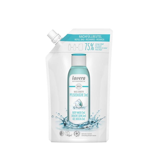 Recarga gel de banho e champô 2 em 1 base sensível, Lavera 500 ml